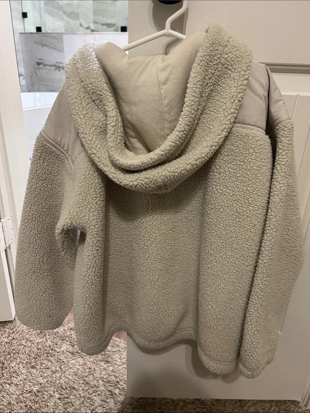 abercrombie kids Cream Sherpa Pullover Jacket